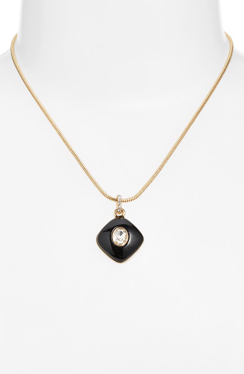 Nordstrom Domed Resin & Crystal Pendant Necklace, Alternate, color, Clear- Black- Gold