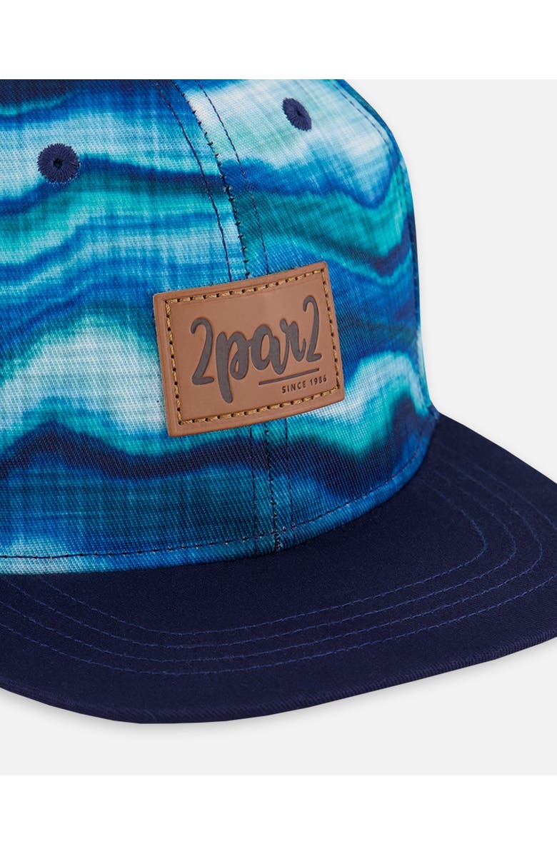 Deux par Deux Boy's Printed Cap Blue Wave And Black, Alternate, color,