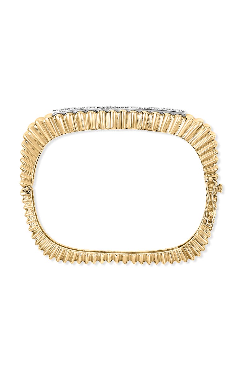 Haus of Brilliance 14K Yellow Gold 1 1/4 Cttw Diamond Ribbed Rounded Rectangle Bangle Bracelet, Alternate, color, Yellow