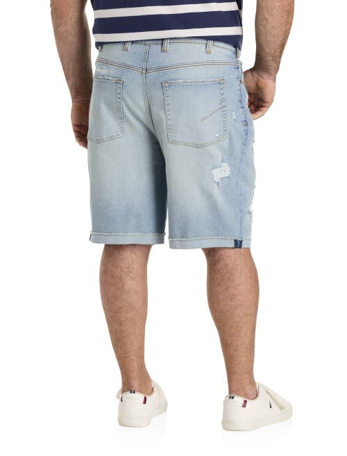 True Nation By Dxl Big & Tall Athletic-fit Destructed Denim Shorts In Scooby Blue