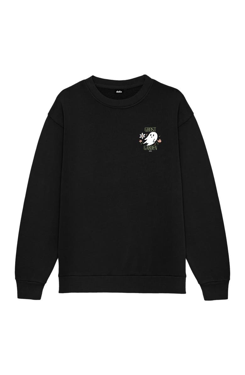 Dalix Ghost Garden Fleece Sweatshirt, Main, color, Black