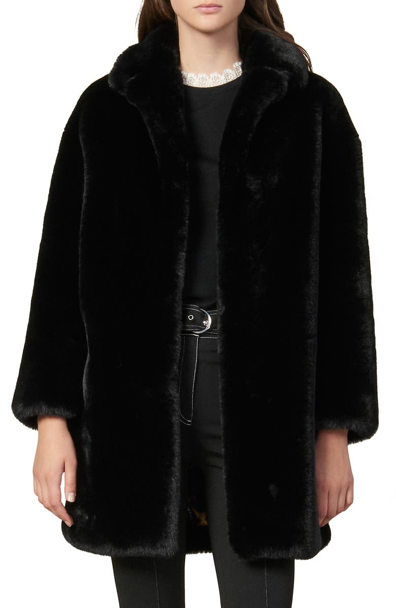 SANDRO Fany Faux Fur Coat, Main, color,