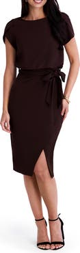 Kensie Plyr Tie Waist Midi Dress