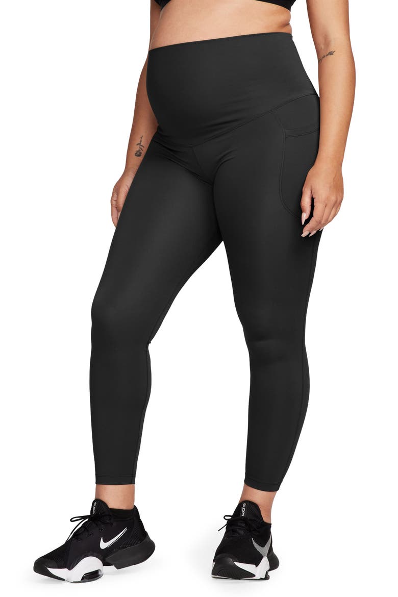 Dri-FIT High Waist 7/8 Pocket Maternity Leggings, Main, color, BLACK