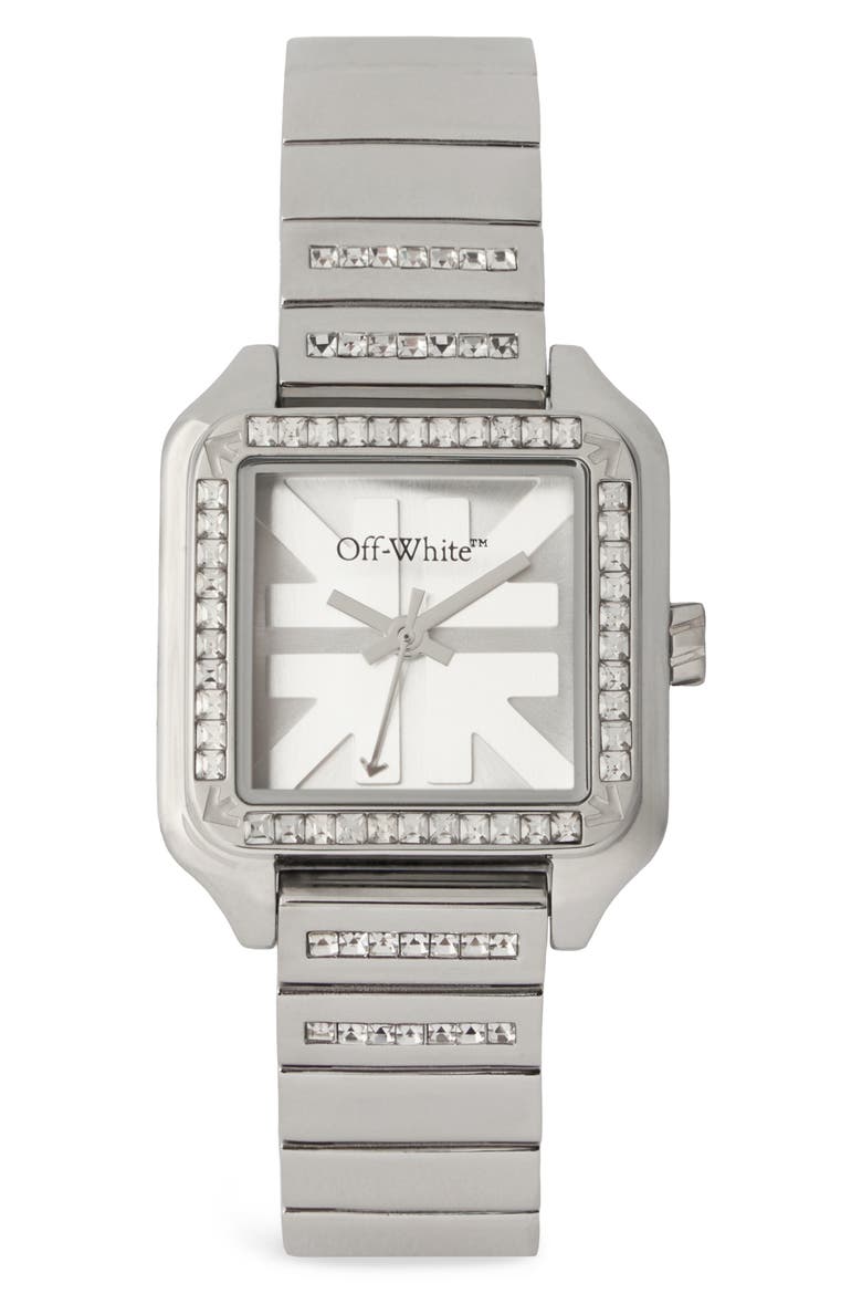 After Hours Crystal Bracelet Watch, 26.5mm x 33mm, Main, color, STAINLESS STEEL