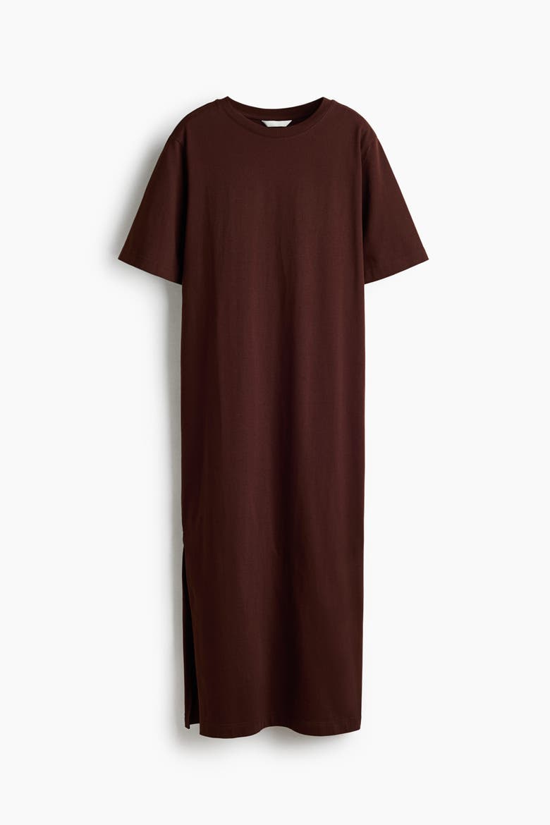 Long T-shirt Dress, Main, color, Brown