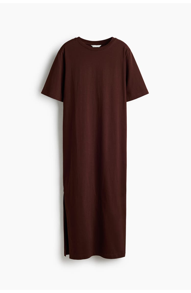 H&M Long T-shirt Dress, Main, color, Brown