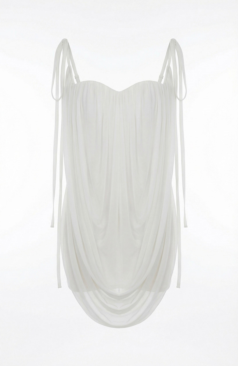 Modenaire Draped Sweetheart Chiffon Camisole Top, Alternate, color, Ivory