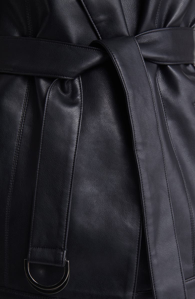 AZALEA WANG Faux Leather Belted Vest, Alternate, color, 