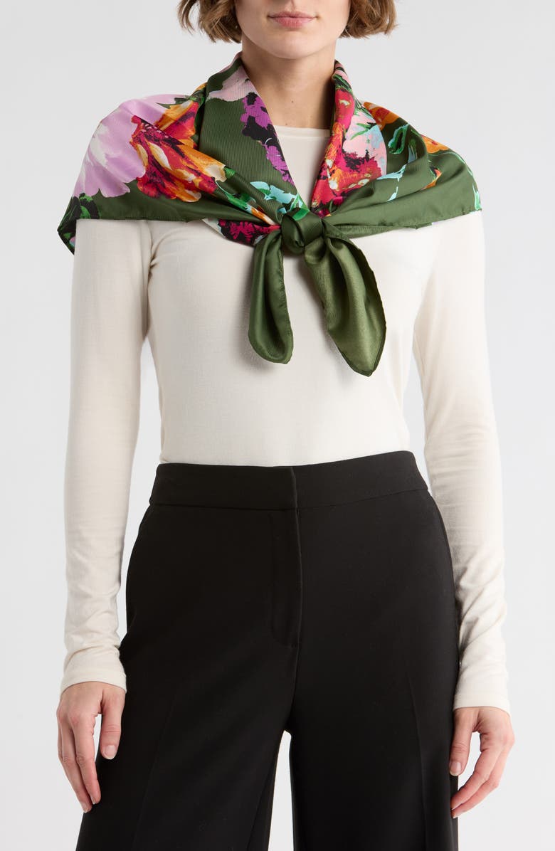 Vince Camuto Moody Botanical Scarf, Main, color, Olive Multi