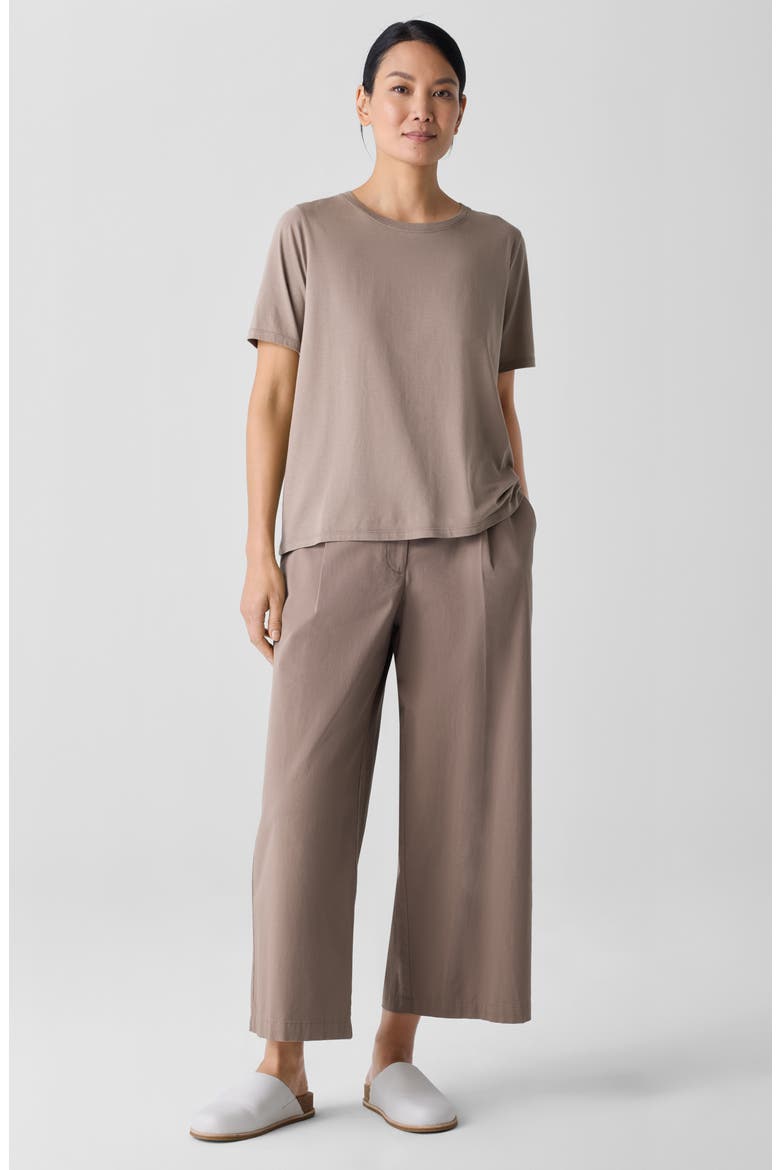 Crewneck Organic Cotton T-Shirt, Alternate, color, COCOA