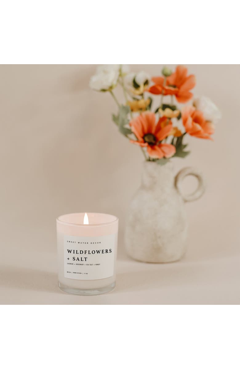 SWEET WATER DECOR 11oz White Jar Candle - Spa Scents, Alternate, color, Wildflowers And Salt