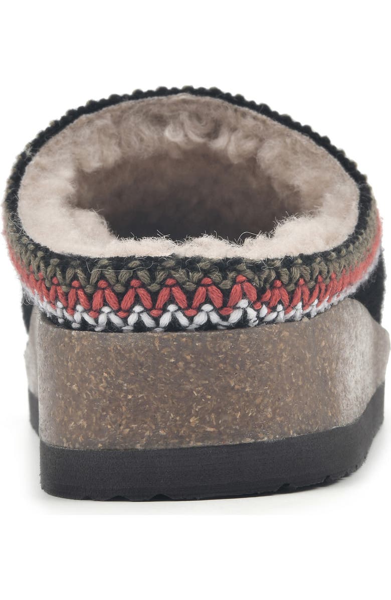 White Mountain Footwear White Mountain Bundle Up Topstitched Faux Shearling Lined Mule Slipper, Alternate, color, Black Fabric