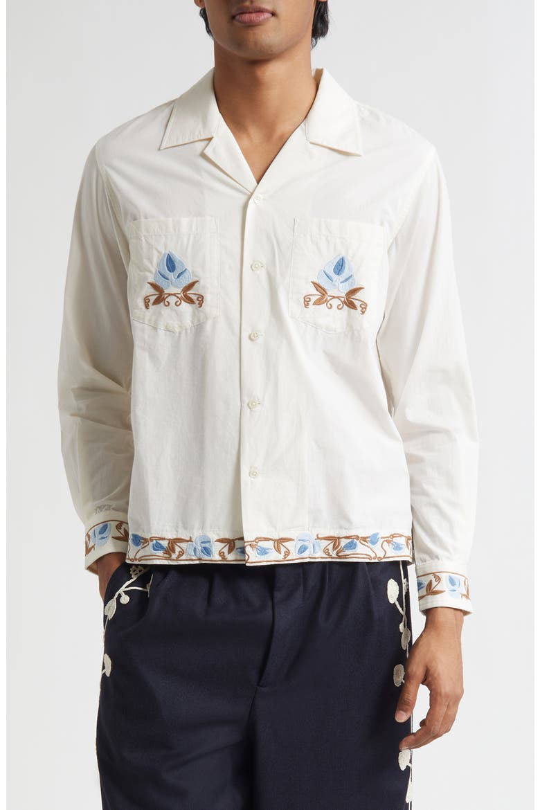 Nouveau Vine Long Sleeve Button-Up Shirt, Main, color, CREAM