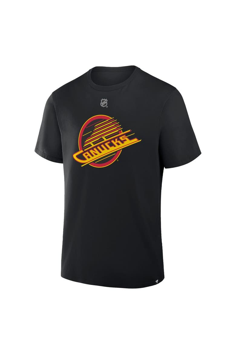 Men's Fanatics Elias Pettersson Black Vancouver Canucks Authentic Stack Name & Number T-Shirt, Alternate, color, Black
