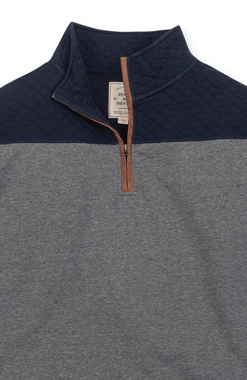 Hope & Henry Organic French Terry Half Zip Pullover With Quilted Yoke In Multi