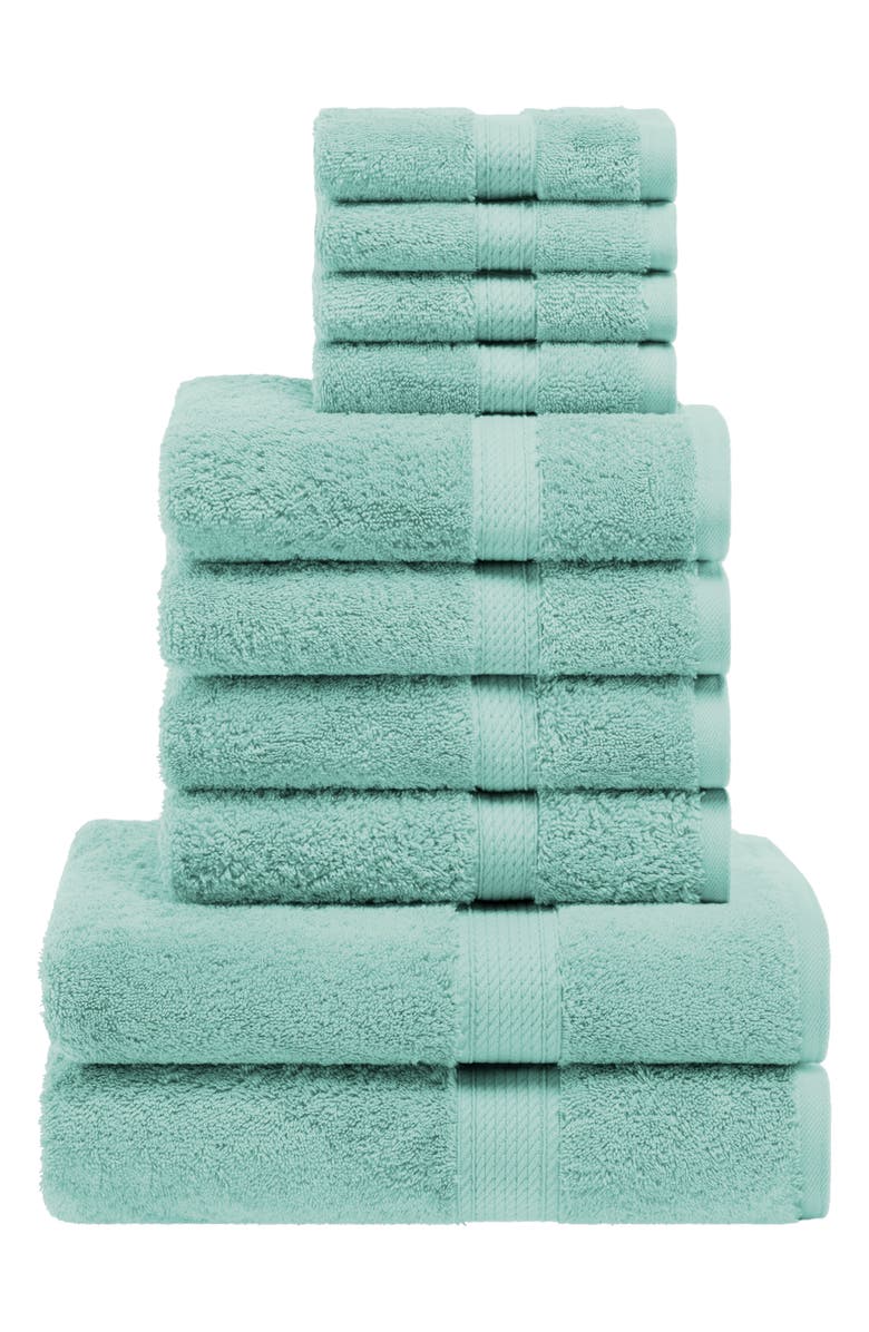 Superior Egyptian Cotton 10-Piece Towel Set, Main, color, Sea Foam