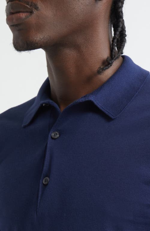John Smedley Isis Fine Knit Cotton Polo Shirt In Blue