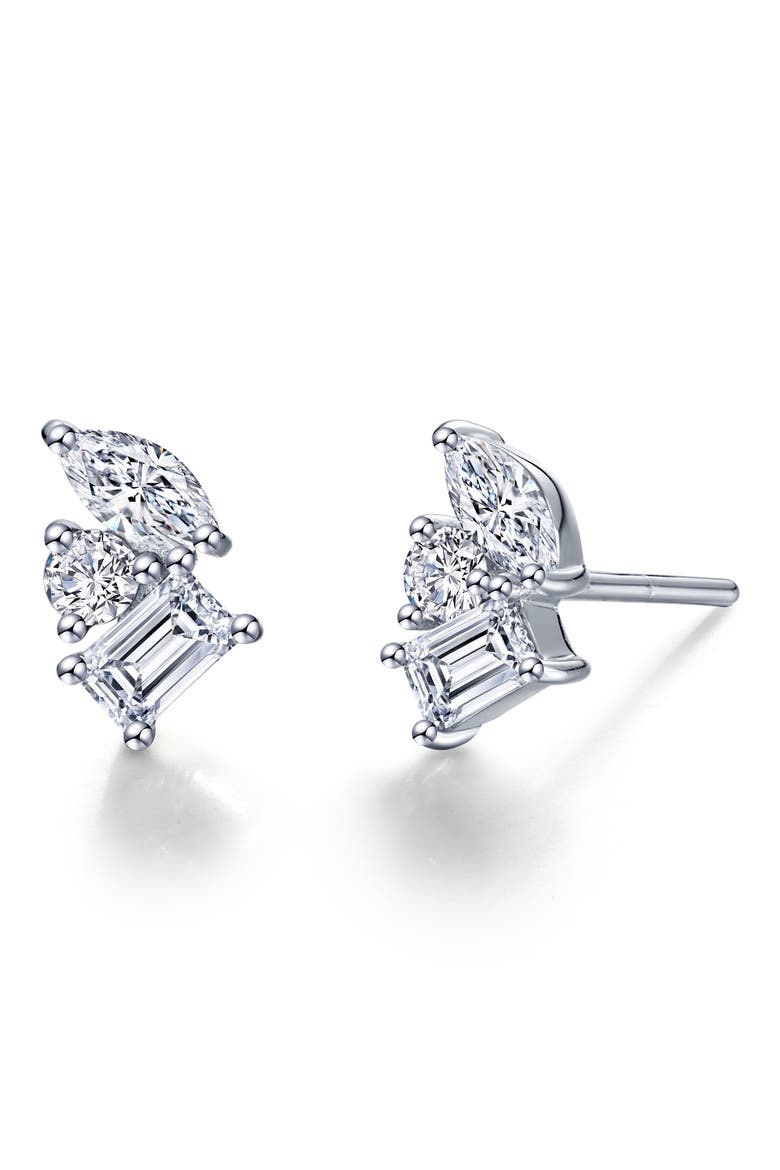 Prismatic Simulated Diamond Stud Earrings, Main, color, SILVER