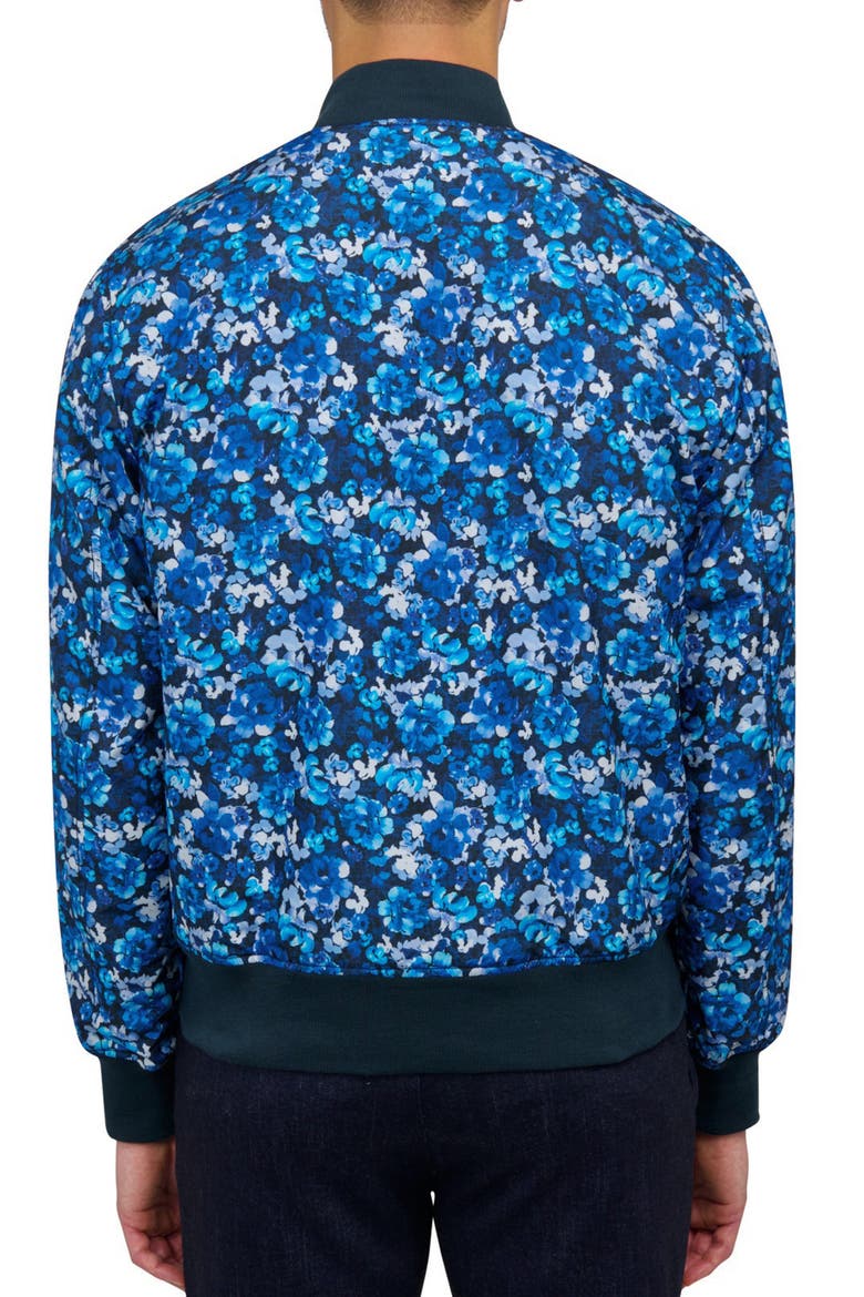 Slim Fit Floral Reversible Bomber Jacket, Alternate, color, NAVY