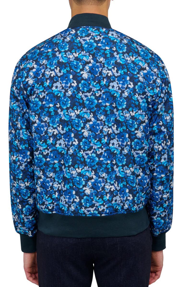 Brooklyn Brigade Slim Fit Floral Reversible Bomber Jacket, Alternate, color, Navy