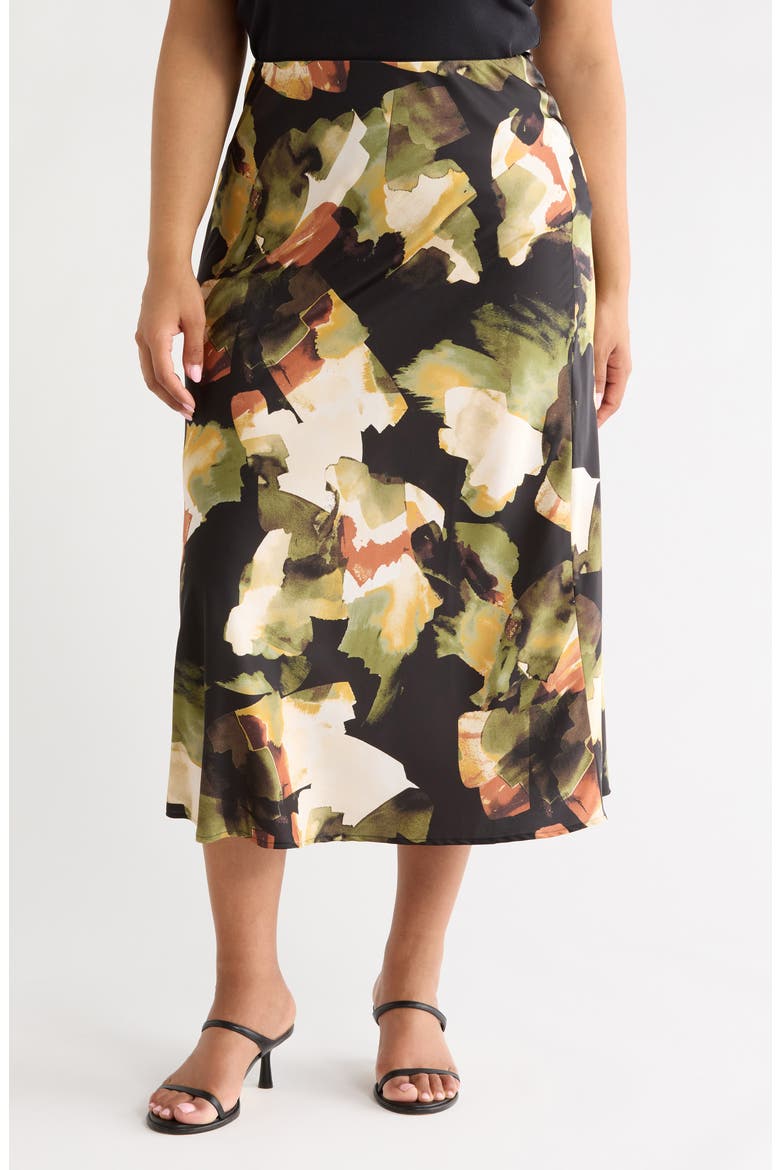 Print Flare Maxi Skirt, Main, color, BAY LEAF MULTI