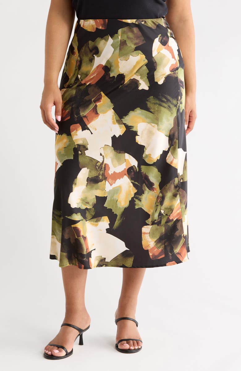 Anne Klein Print Flare Maxi Skirt, Main, color, Bay Leaf Multi