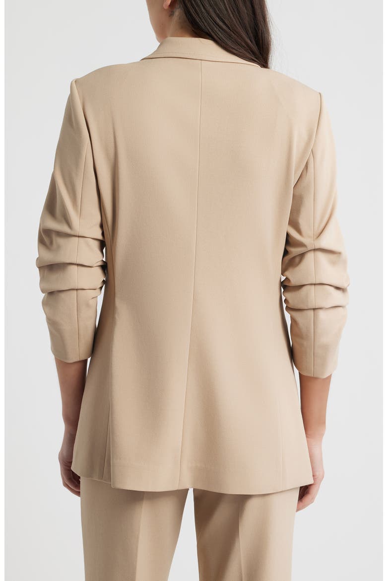 Scrunch Sleeve Open Front Jacket, Alternate, color, LATTE