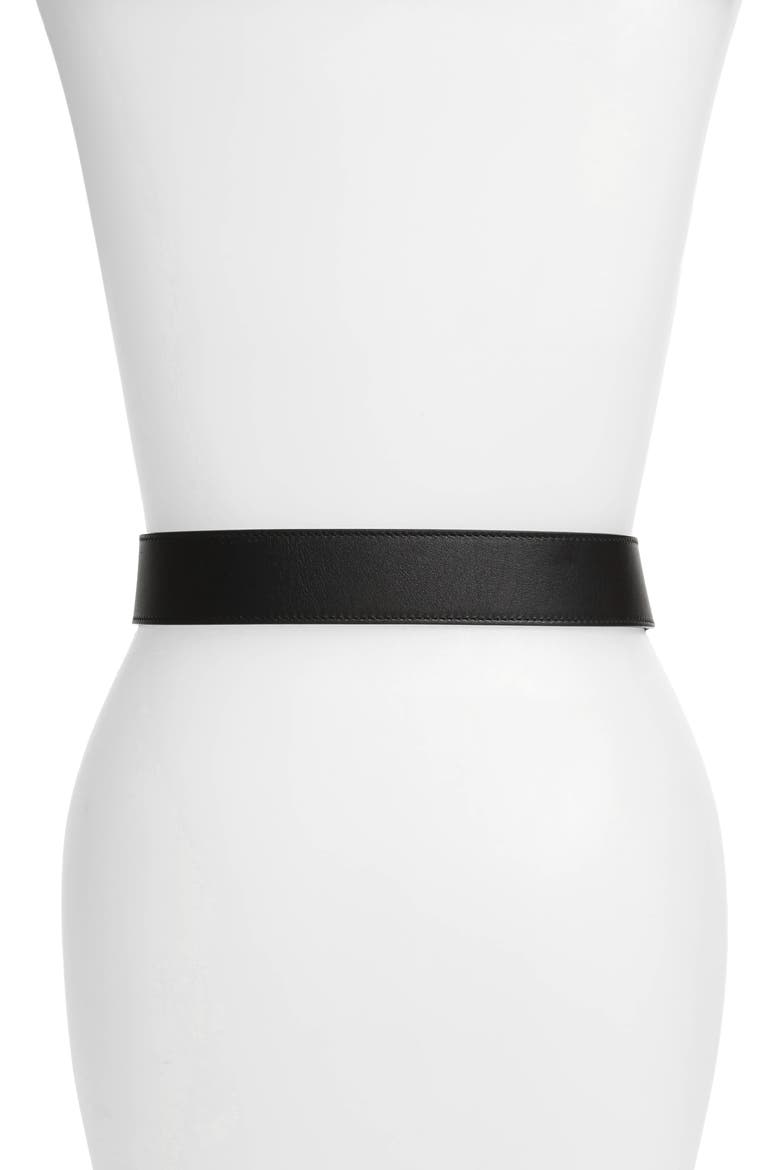 Textured GG Logo Leather Belt, Alternate, color, NERO