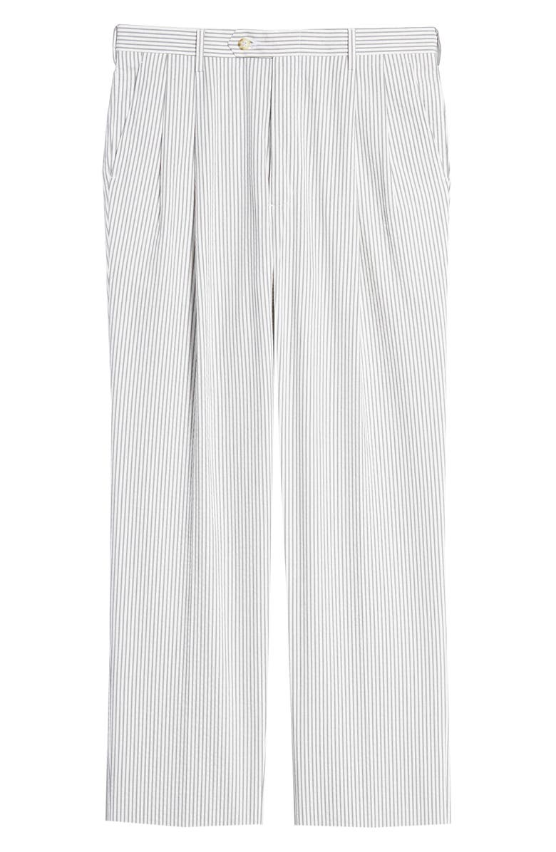 Berle Pleated Seersucker Cotton Dress Pants, Alternate, color, Grey