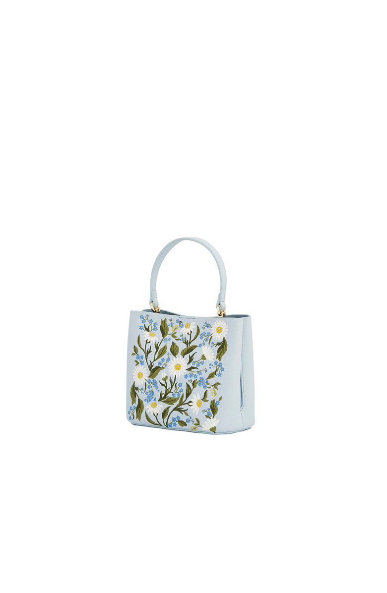 Fable England Emma Forget Me Not Embroidered Bucket Bag, Alternate, color, Light/Pastel Blue