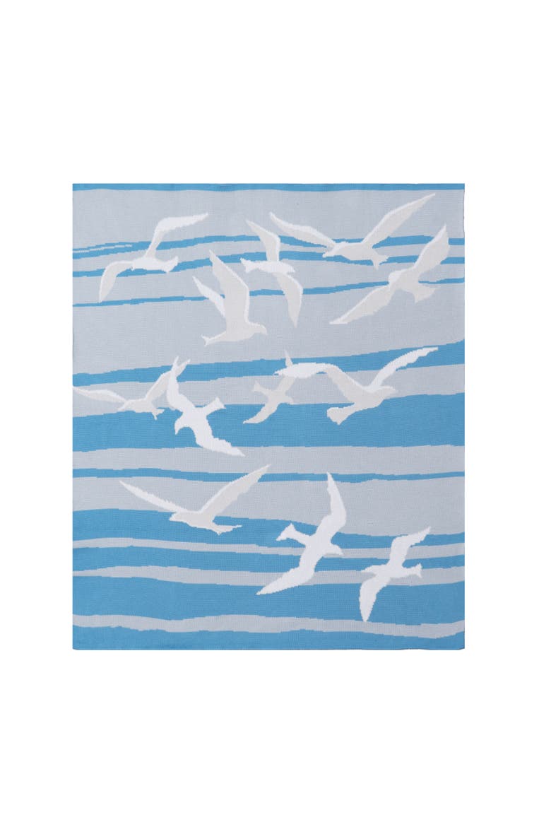 Seagulls in Flight Knit Throw Blanket, Alternate, color, Blue