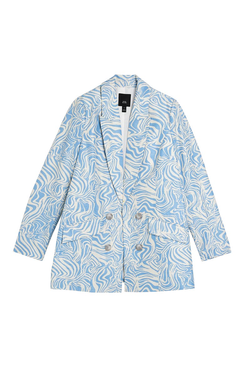 Swirl Print Double Breasted Blazer, Alternate, color, LIGHT BLUE