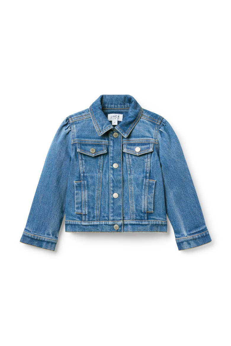 Denim Puff Sleeve Jacket In Medium Wash, Main, color, Blue