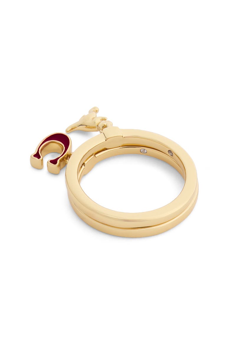 C-Motif & T-Rex Stack Ring Set, Alternate, color, BURGUNDY/ GOLD