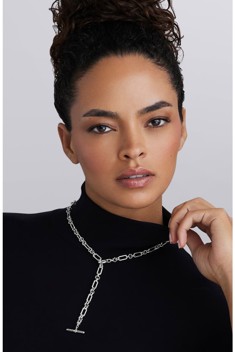 Petite Sterling Silver Caviar Link Necklace, Alternate, color, SILVER
