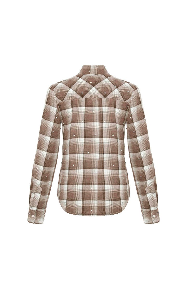THEO The Label Europa Plaid Flannel Crystal Shirt, Alternate, color, Wheat