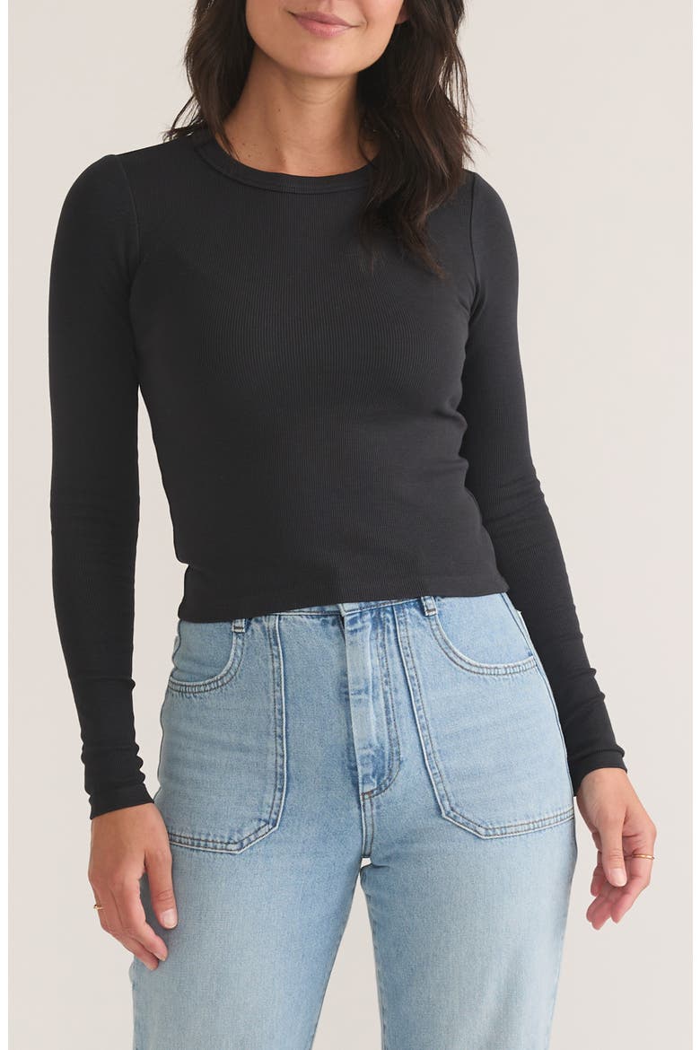 Lexi Sun-In Rib Long Sleeve T-Shirt, Main, color, BLACK