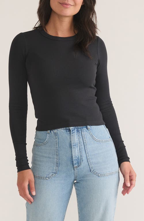 Marine Layer Lexi Sun-In Rib Long Sleeve T-Shirt in Black at Nordstrom, Size Medium