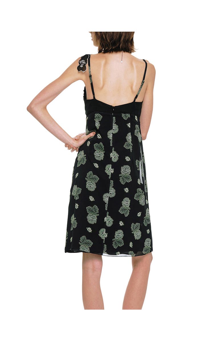 Anna Sui Ribbon Handkerchief Satin Print Dress, Alternate, color, Black