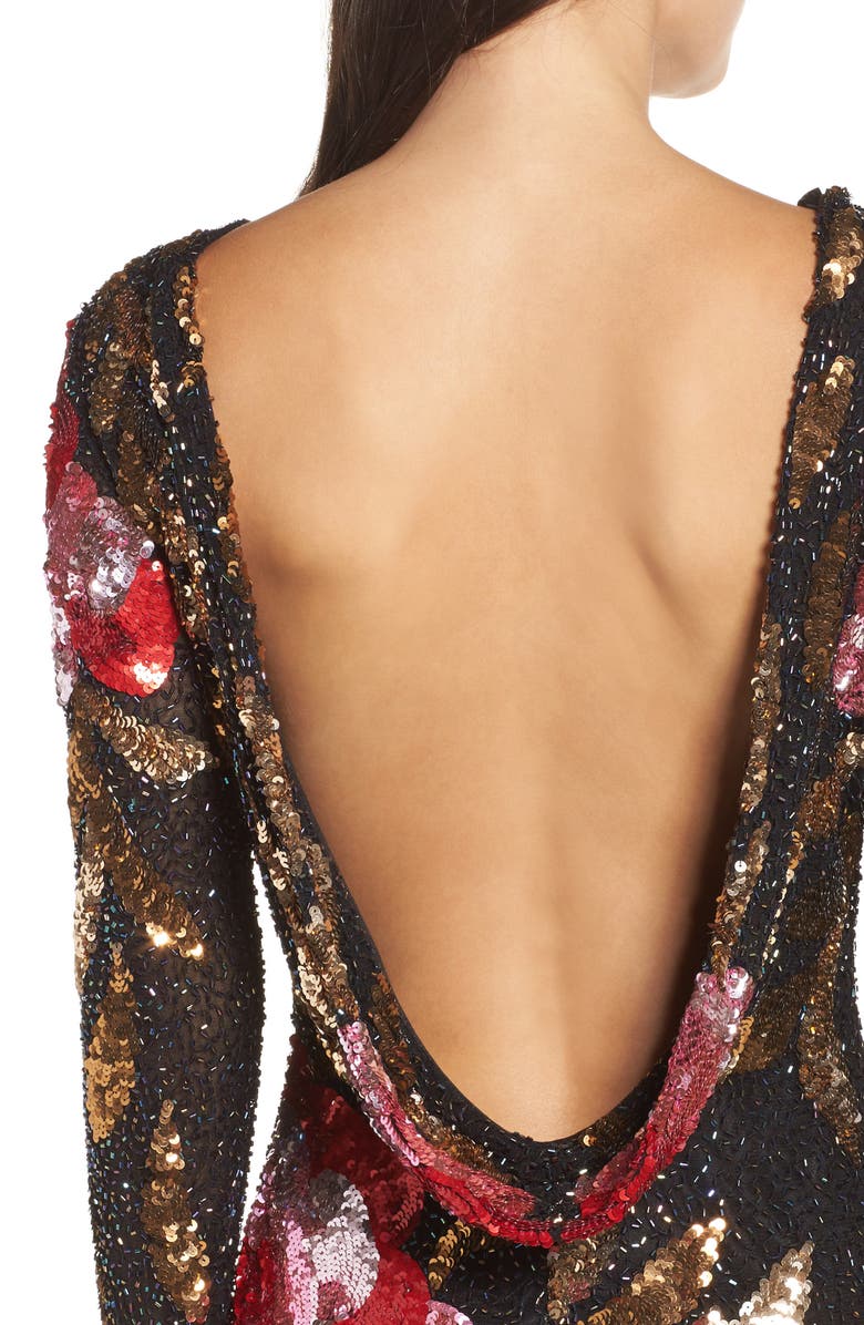 Mac Duggal Long Sleeve Sequin Column Gown, Alternate, color,