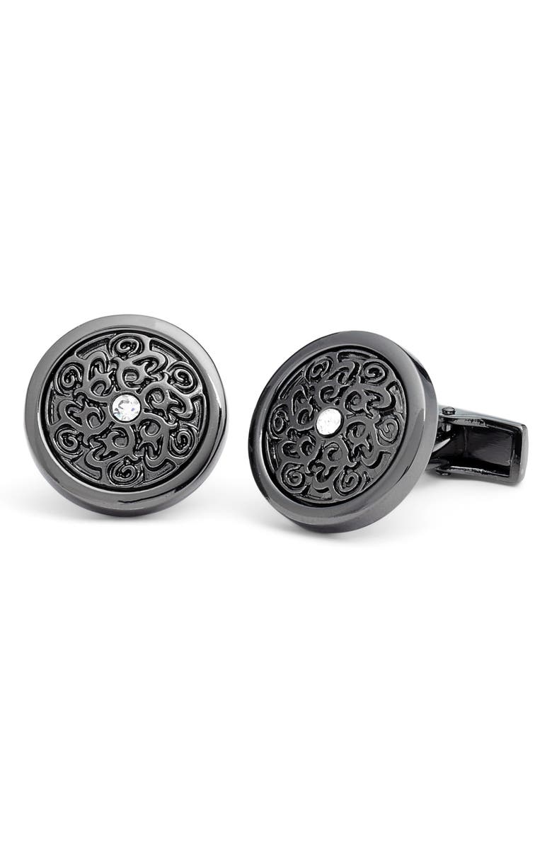CLIFTON WILSON Round Cuff Links, Main, color, Black