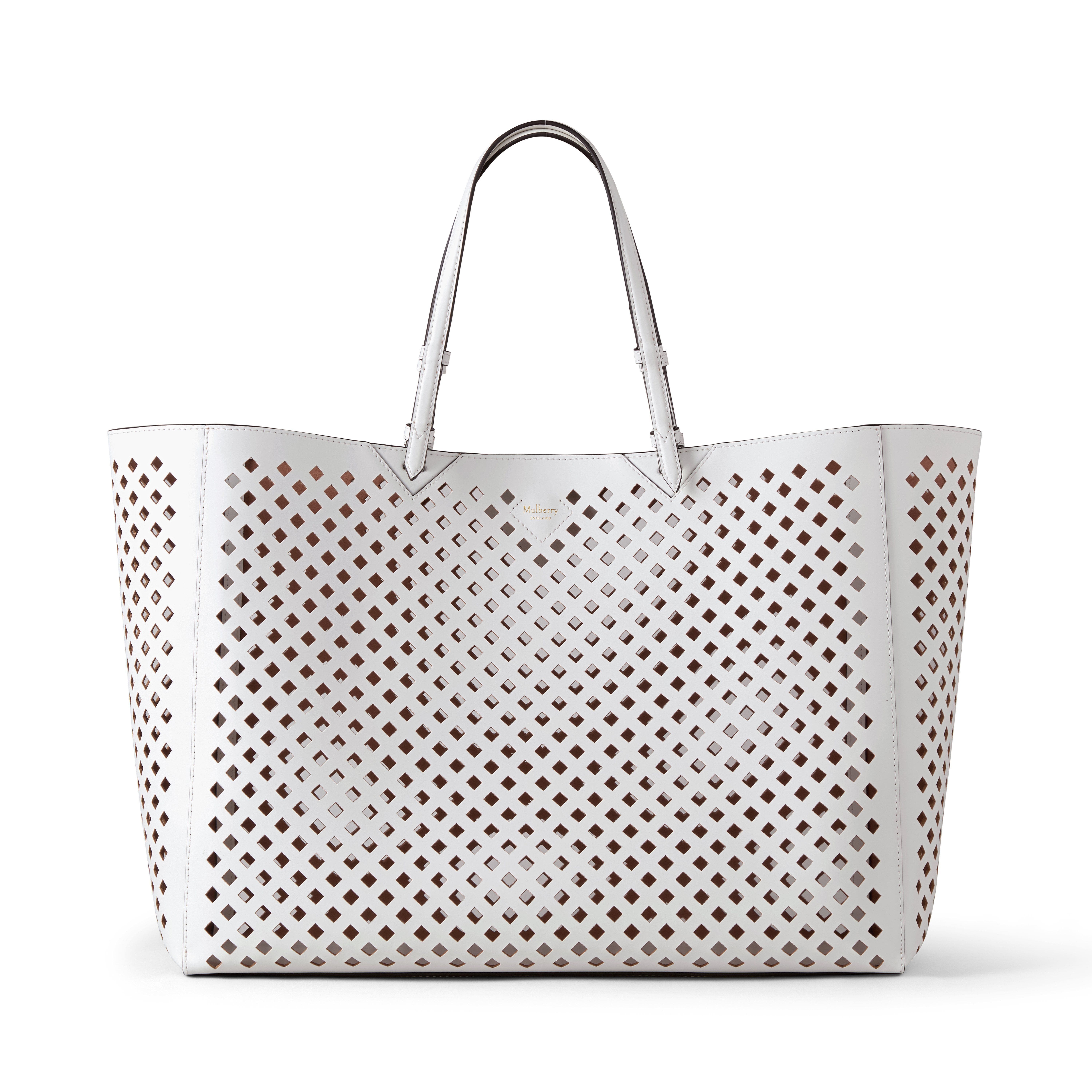Mulberry XL Perforated Leather Tote, Alternate, color, White