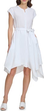DKNY Handkerchief Hem Linen Shirtdress
