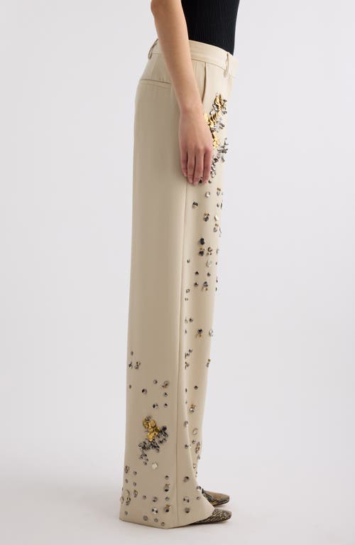 Dries Van Noten Embellished Wool Pants In Cream