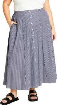 City Chic Stellar Stripe A-Line Maxi Skirt