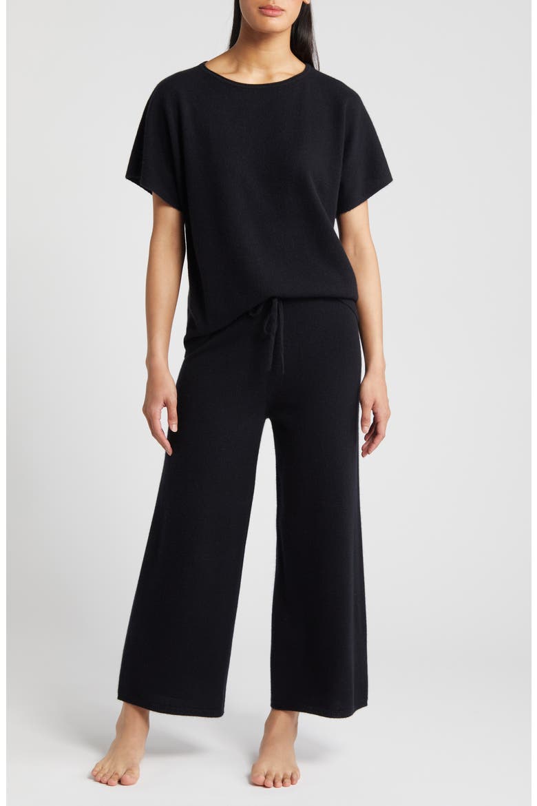 Crop Cashmere Pajamas, Main, color, BLACK ROCK