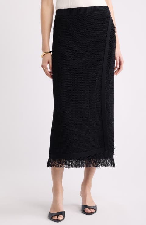 Fringe Sweater Midi Skirt