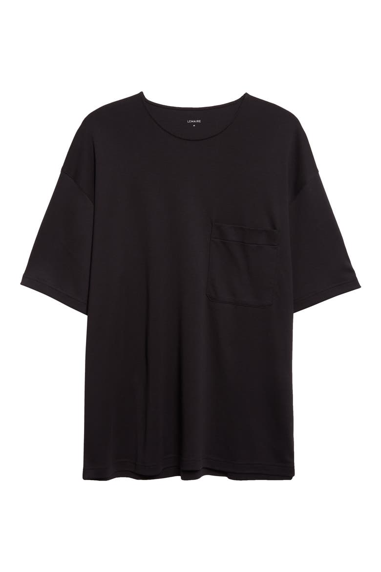 Relaxed Fit Cotton & Silk T-Shirt, Alternate, color, BLACK