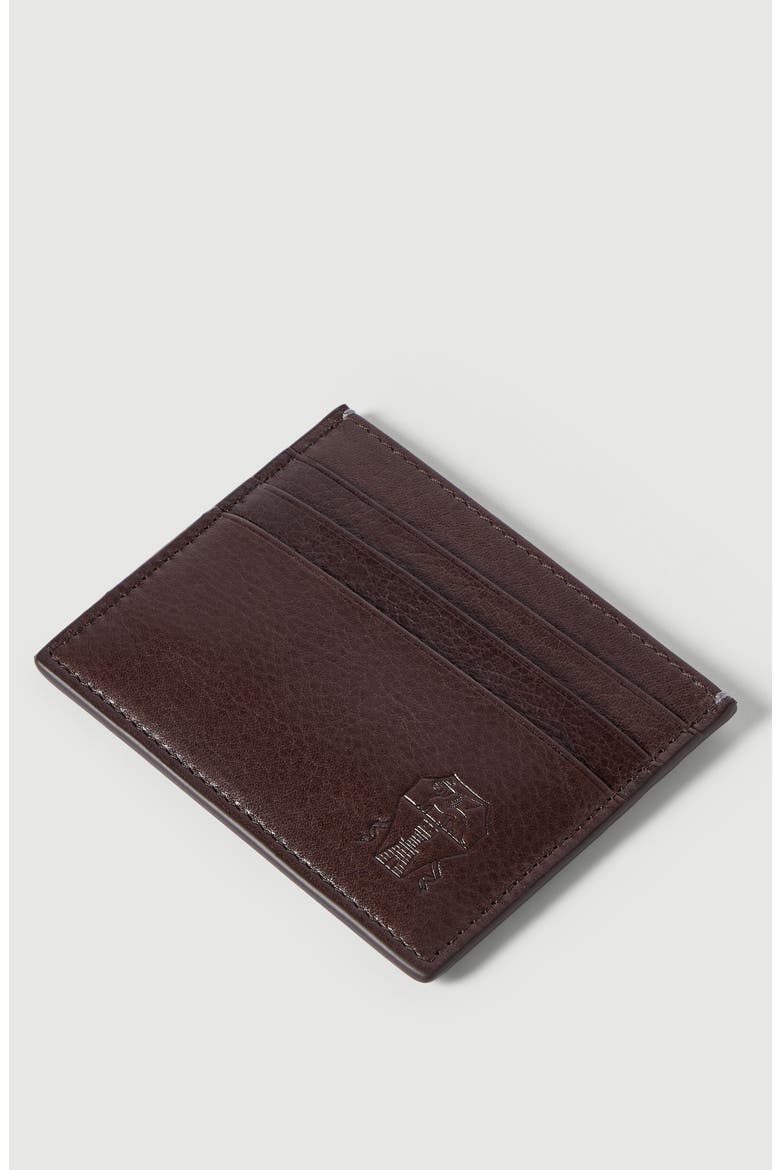 Brushed leather card holder, Alternate, color, Brown